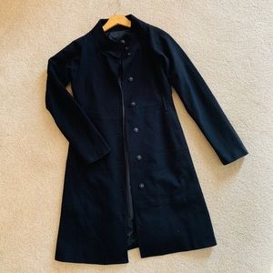 Theory Long Sleeve Black Button Down Coat Size S